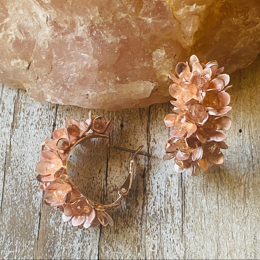 Lila Floral Hoop Earrings in Blush